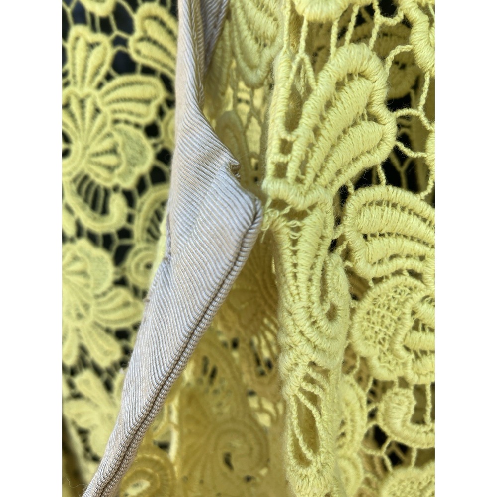 Chartreuse Guipure Lace Open Front Boho Cardigan - Picture 4 of 8